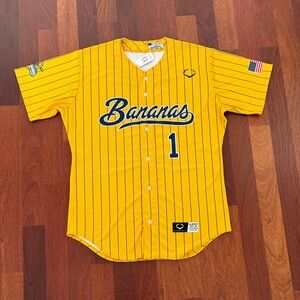 Yellow Savannah Bananas Baseball Jersey with Blue Accents